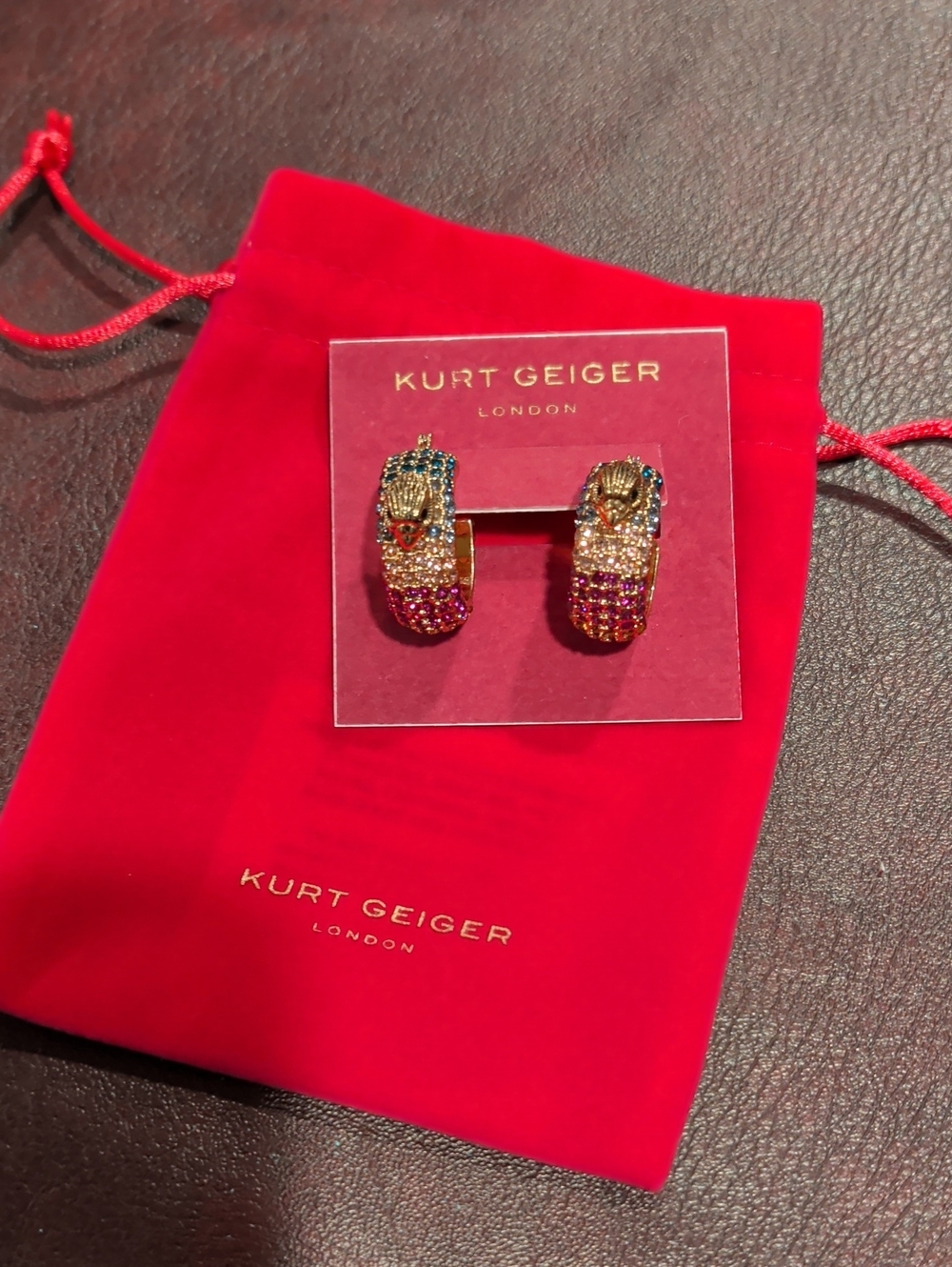 Kurt Geiger London Eagle Rainbow Crystal Pave Hoop Earrings